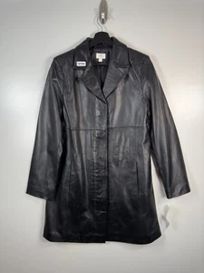 Trench cappotto moto pelle di agnello con bottoni Apt 9 donna nero nuovo con etichette taglia S 19,5x34 - Foto 1 di 12