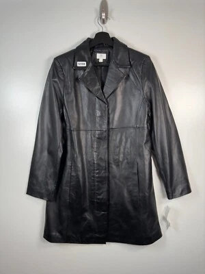 С ЯРЛЫКАМИ Apt 9 женщин на пуговицах из овечьей кожи Moto Тренч черный Sz S 19,5 x 34 - Изображение 1 из 4