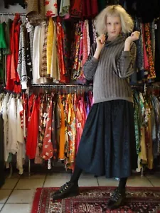 Velluto Gonna Pantalone Tgl 38 Nero 90er Vero Vintage 90s Black Velvet - Foto 1 di 4