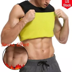Men Waist Trainer Sauna Sweat Shirt Vest Body Shaper Workout Tank Top Neoprene - Picture 1 of 12