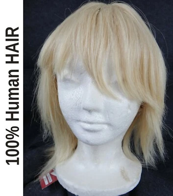 100% HUMAN Hair Golden BLONDE medium bang natural wig  - Image 1 of 4