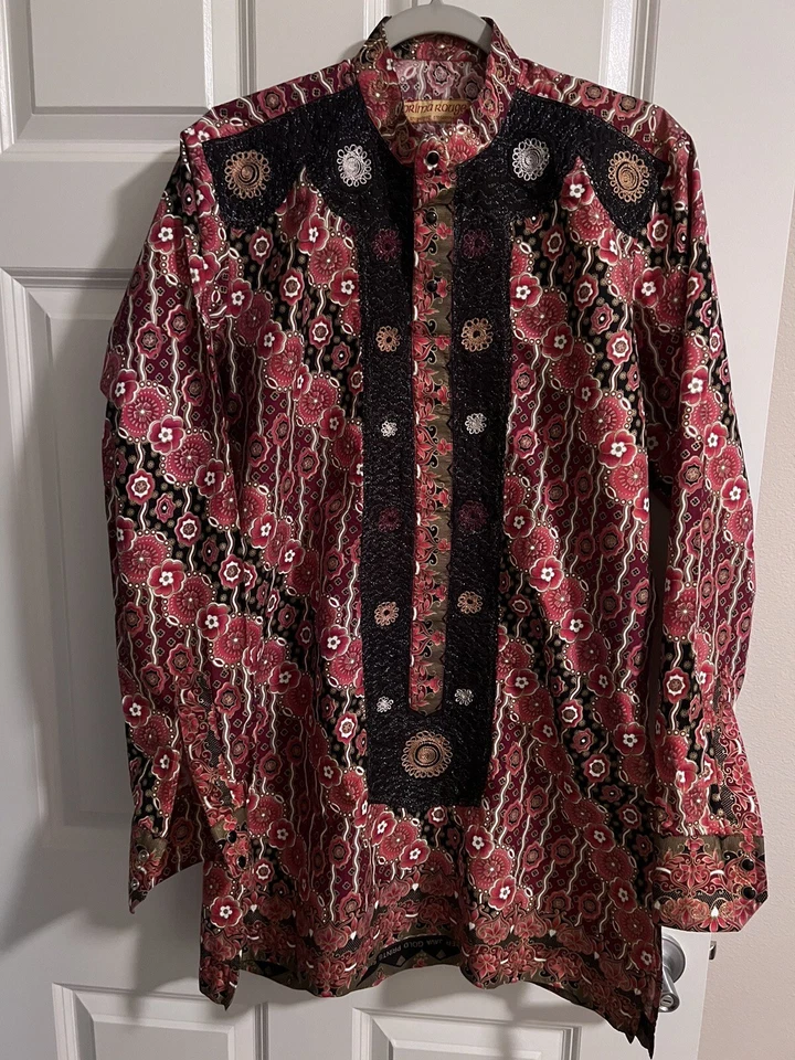 Camisa de diseñador Prima Rouge, estampados dorados Super Java garantizados 5959 Foto 1 de 4
