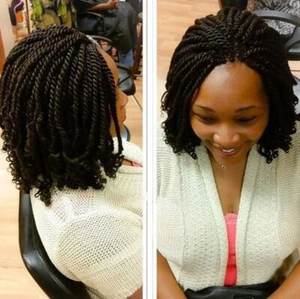 Women Kinky Twisted Braids Wig Curly Synthetic Cornrow Braided Wigs None Lace - Picture 1 of 11