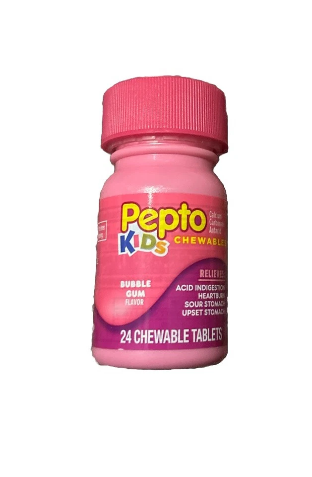 Pepto Bismol Niños Tabletas Masticables Sabor Goma Burbuja 24 Ct - Botella Sellada Foto 1 de 1