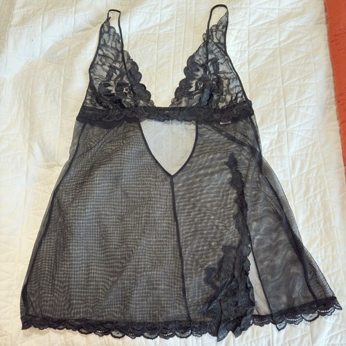 UNDERCOVER Victoria’s Secret Babydoll in pizzo nero trasparente Y2K Lingerie taglia M