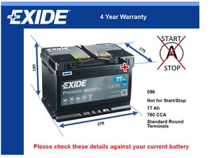 Battery fits LEXUS SC430 LC500h LS500H RCF ES350 ES250 ES200 UX200 2001 on 096 - Picture 1 of 3