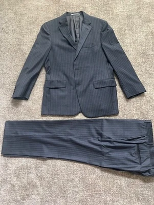 Hickey Freeman men's gray w/blue pinstripe 42/36 Reg suit - Image 1 of 4