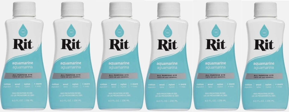 6 Rit Dye Liquid 8oz Aquamarine New Lot Of 6 All Purpose Dye Color Dye - Image 1 of 1