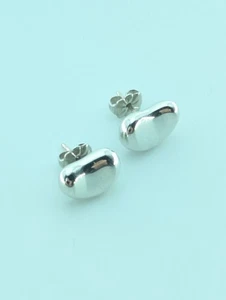 Tiffany & Co. Elsa Peretti Bean Earrings Sterling Silver 925 Stud Earrings - Picture 1 of 12
