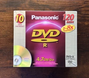 10 Pack Panasonic DVD’s 120 min, 4.7 GB/Go New In Shrink Wrap - Picture 1 of 5