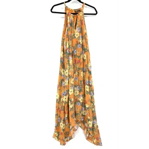 Mlle Gabrielle Neckholder Schlüssellochausschnitt Maxikleid Damen Größe 1X Orange Blumendruck - Bild 1 von 8