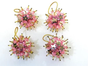 4 spille a spillo paillettes oro e rosa su rosa ornamenti stella cosmica anni 70 2,25" T334 - Foto 1 di 4