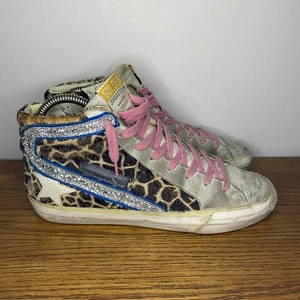 Golden Goose Mujer Slide Leopardo Estampado Pelo de Poni Gamuza Tenis Talla 7 EE. UU. 37 UE - Imagen 1 de 8