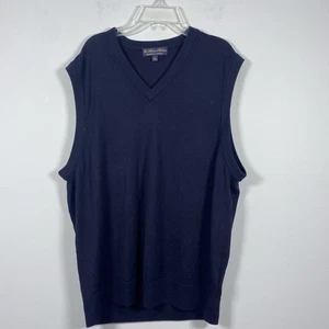 Brooks Brothers Brookstech 100% Merino Wool Sweater Vest Men’s L Navy Blue - Picture 1 of 4