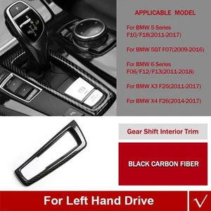 Carbon Fiber Gear Shifter Shift Interior Trim Cover For BMW 5 Series F10 X3 X4 - Picture 1 of 4