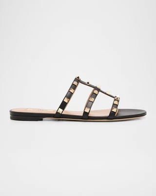 Valentino Garavani Rockstud Caged Flat Slide Sandals Size 38.5 AUTHENTIC - Image 1 of 4