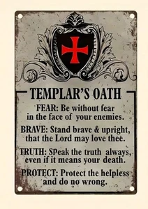 Knights Templar The Templars Oath Masonic Wall Art Metal Sign 20x30 cm - Picture 1 of 3