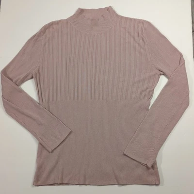 Dressbarn Pink Mock Neck Sweater - Women's Size XL Lightweight Knit Comfy Soft - Image 1 of 4