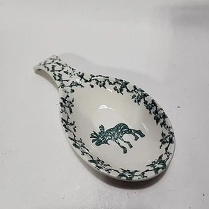 Tienshan Moose Country Spoon Rest Holder Sponged Green - Light Sponge Pattern - Picture 1 of 4