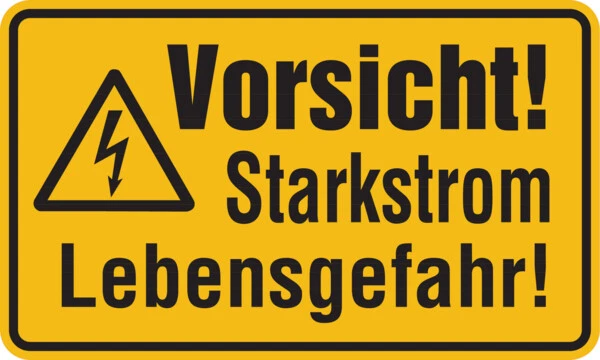KÖNIG WERBEANLAGEN Warnschild Vorsicht! Starkstrom Lebensgefahr! 120x200mm-200x120x1.5mm Kunststoff