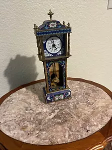 Vintage Chinese Cloisonné Brass Enamel Blue Floral Mantle Carriage Clock - Picture 1 of 5