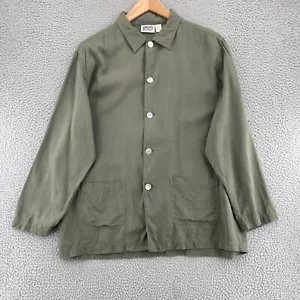 Chicos Jacket Womens 3 US Extra Large Green Silk Shacket Button Up Collar Casual - Picture 1 of 10