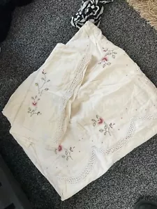 slumbalux DOUBLE DUVET SET 100% COTTON CREAM EMBROIDERED - Picture 1 of 3