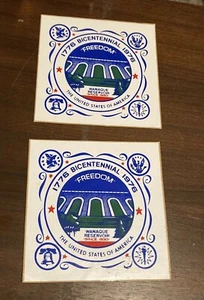 Lot of Two - Vintage Wanaque Reservoir Bicentennial Sticker 1776-1976 -Free Ship - Picture 1 of 7