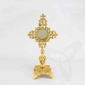 2689 Reliquary Reliquiar Monstrance Altar for CHURCH or Home Brass 21cm NEW - Picture 1 of 1