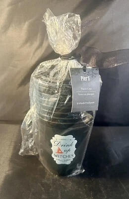 Pier 1 Halloween Black 4” Party Cups Set Of 8 NEW - Image 1 of 2