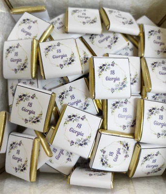 50 Cioccolatini personalizzati 18 anni, segnaposto, chiudifesta, gadget, eventi - Immagine 1 di 4