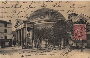 COURBEVOIE 92 Église Hôtel CPA animée écrite à Tranchant Bécon les Bruyères 1906 - Imagen 1 de 2
