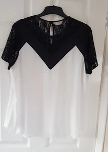 LADIES BLACK AND CREAM BLOUSE BY ANTHOLOGY , LOOSE FIT up to 46" chest - Picture 1 of 7