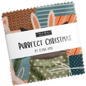 Purrfect Christmas Mini 2.5" Charm Pack by Elena Amo for Moda Fabrics - Picture 1 of 3