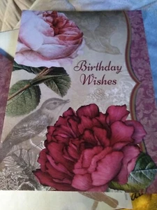 Birthday Wishes Pink Flowers Greeting Card - Picture 1 of 7