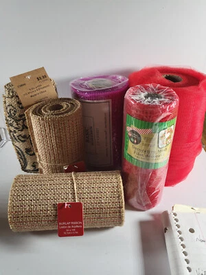 Bundle of 6 Burlap and Mesh Ribbon Holiday & Docor - Image 1 of 4