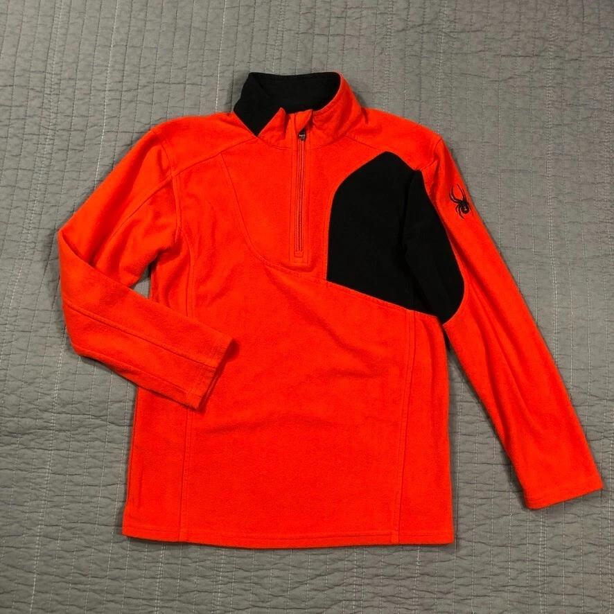 Pullover Spyder Niño Mediano Juvenil Rojo Negro Bloque de Color Vellón Media Cremallera Logo Foto 1 de 4