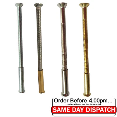 M3 M4 SCREW DOOR HANDLE Brass Chrome Connecting Sleeve Screws / Bolt Roses Knobs - Image 1 of 4