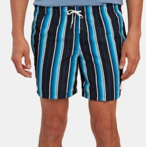 Bather Men's Vertical Striped Mesh Lining Swim Trunks Blue/Black Size XS NWT - Picture 1 of 4