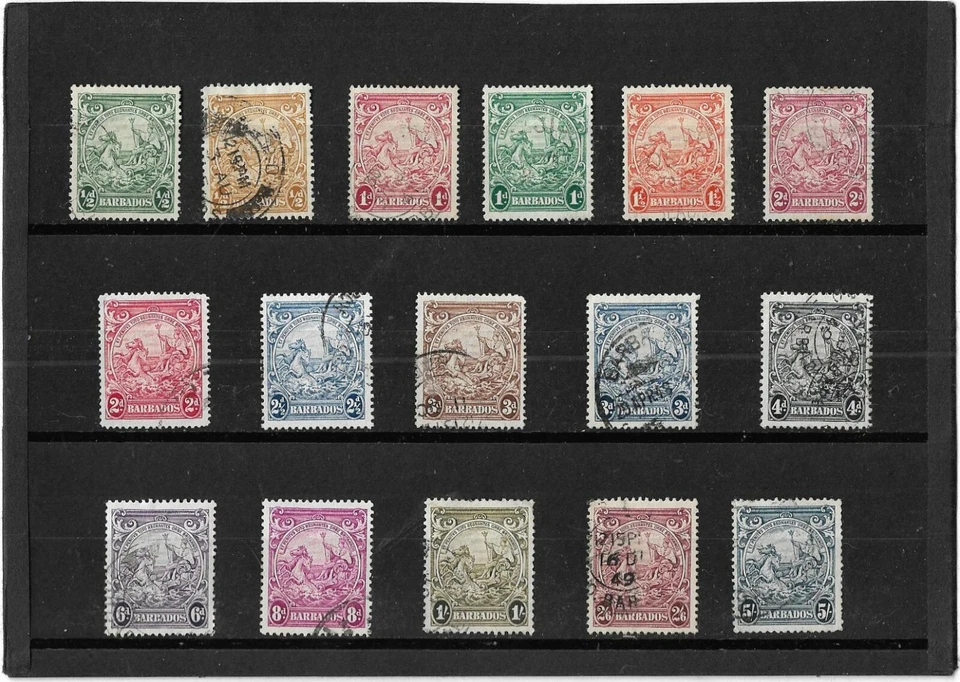 JUEGO INSIGNIA DE COLONIA BARBADOS 1938-47 REY GEORGE VI {16} SG.248-256A USADO FINO Foto 1 de 1