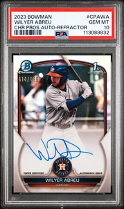 2023 Bowman Chrome Auto Wilyer Abreu 1st REFRACTOR /499 RC ON CARD AUTO PSA 10 - Picture 1 of 3