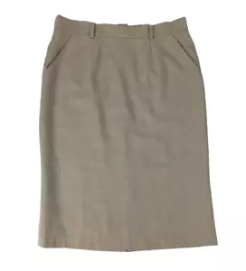 Target Skirt Beige Size 14 Pencil Vintage Pockets Midi Slit Business Casual - Picture 1 of 12