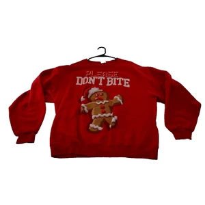 Ugly Christmas Sweater Gingerbread Man Please Dont Bite Me Adult XL - Picture 1 of 7