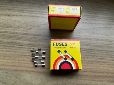 1 amp 250 volt 20 x 5 mm Quick Blow Fuses glass x 100 post free - Image 1 of 2
