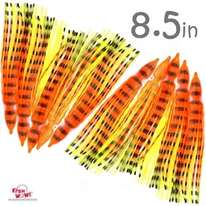 Pesce 10 pezzi WOW! Gonna calamaro arancione tigre 8 1/2" 8,5 in polpo stropicciato Hoochies - Foto 1 di 13