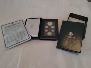 1990-S US Mint Prestige Proof Set Eisenhower Silver Dollar Box & COA 6 Coins - Picture 1 of 4
