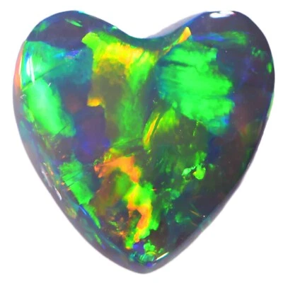 Яркий металлический оранжевый черный опал в форме сердца 2,14 карата - Изображение 1 из 4