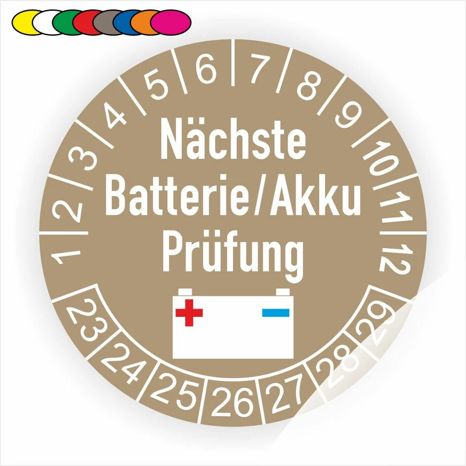 PRINTENGEL © Prüfplaketten Batterie Akku gewechselt Prüfung Wartung- Etiketten Ø:20-30mm