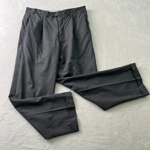 Canali Mens Dress Pants Gray 100% Wool Pleated Cuffed Classic Fit Italy - Picture 1 of 6