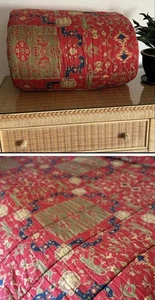 Ralph Lauren Vintage Conservatorio Azteco Rosso Comforter King - Foto 1 di 9
